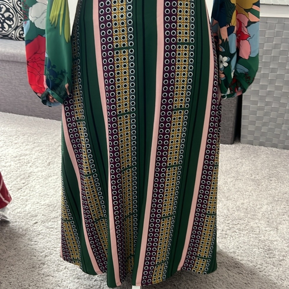 NWOT Anthropologie Green Floral Midi Dress - 6 Petite - Picture 6 of 13